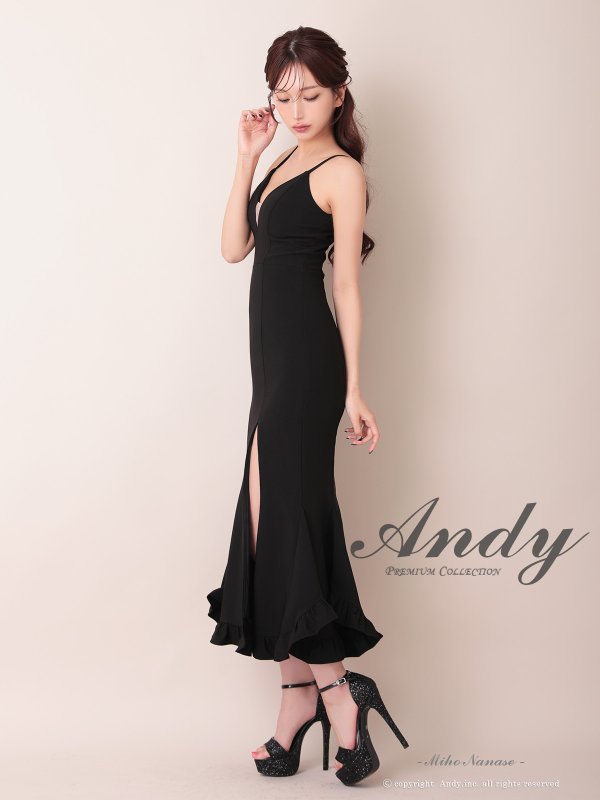 画像3: 【ANDY/アンディ】 シンプル/ ワンカラー/ バストシアー/ キャミソール/ 裾フリル/ スリット/ マーメイド/ ミディアムドレス/ キャバドレス[OF05]
