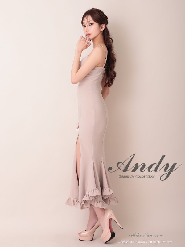画像25: 【ANDY/アンディ】 シンプル/ ワンカラー/ バストシアー/ キャミソール/ 裾フリル/ スリット/ マーメイド/ ミディアムドレス/ キャバドレス[OF05]