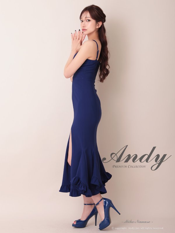 画像13: 【ANDY/アンディ】 シンプル/ ワンカラー/ バストシアー/ キャミソール/ 裾フリル/ スリット/ マーメイド/ ミディアムドレス/ キャバドレス[OF05]