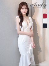 XSサイズあり【ANDY/アンディ】リボン/ フロントジップ/ ノースリーブ/ フリル/ テールカット/ ミディアムドレス/ キャバドレス[OF05]