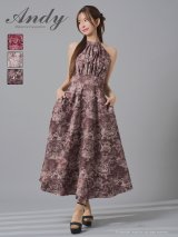 XSサイズあり【ANDY/アンディ】アメリカンスリーブ/ クラシカルプリント/ ハイウエスト切り替え/ シフォン/ フレア/ ロングドレス/ ワンピース/ キャバドレス[OF05]