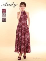 XSサイズあり【ANDY/アンディ】アメリカンスリーブ/ クラシカルプリント/ ハイウエスト切り替え/ シフォン/ フレア/ ロングドレス/ ワンピース/ キャバドレス[OF05]