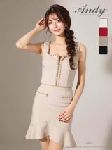 【ANDY/アンディ】ワンカラー/ スクエアネック/ ノースリーブ/ マーメイド/ セットアップ/ ミニドレス/ キャバドレス[OF05]