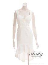 【ANDY/アンディ】フロントジップ/ ウエストカット/ フリル/ タイト/ ミディアムドレス/ キャバドレス[OF05]