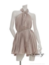 XSサイズあり【ANDY/アンディ】ビジュー/ ホルターネック/ チェーンベルト/ ノースリーブ/ フレア/ シフォン/ ミニドレス/ ワンピース/ キャバドレス[OF05]