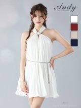 XSサイズあり【ANDY/アンディ】ビジュー/ ホルターネック/ チェーンベルト/ ノースリーブ/ フレア/ シフォン/ ミニドレス/ ワンピース/ キャバドレス[OF05]