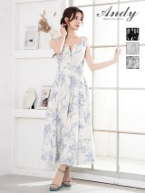 XSサイズあり【ANDY/アンディ】スクエアネック/ バストジップ/ ノースリーブ/ シフォン/ 総柄/ フレア/ ワンピース/ ロングドレス/ キャバドレス[OF05]