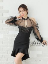 【ANDY/アンディ】シアー/ レース/ パフスリーブ/ ストレッチ/ シースルー/ バストカット/ マーメイド/ 袖あり/ アメスリ/ 長袖/ ミニドレス/ キャバドレス[OF05]