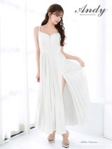 XSサイズあり【ANDY/アンディ】シンプル/ ワンカラー/ マットサテン/ キャミソール/ プリーツ/ スリット/ フレア/ ロングドレス/ キャバドレス[OF05]