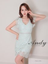 【4月30日までファイナルセール開催中！! 】【Andy /アンディ】総レース/ ショートスリーブ/ 袖あり/ ウエストシアー/ 膝丈/ タイト/ ミニドレス/ キャバドレス[OF05]