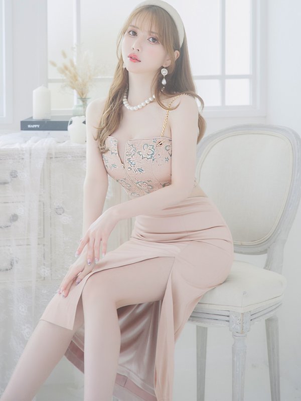 画像5: 【ANIER./アニエル】【ROBE de FLEURS/ローブドフルール】フラワーレース/ チェーン/ キャミソール/ ビジュー/ ミディアム丈/ セットアップ/ 2ピース/ ミディアムドレス/ キャバドレス[OF08]