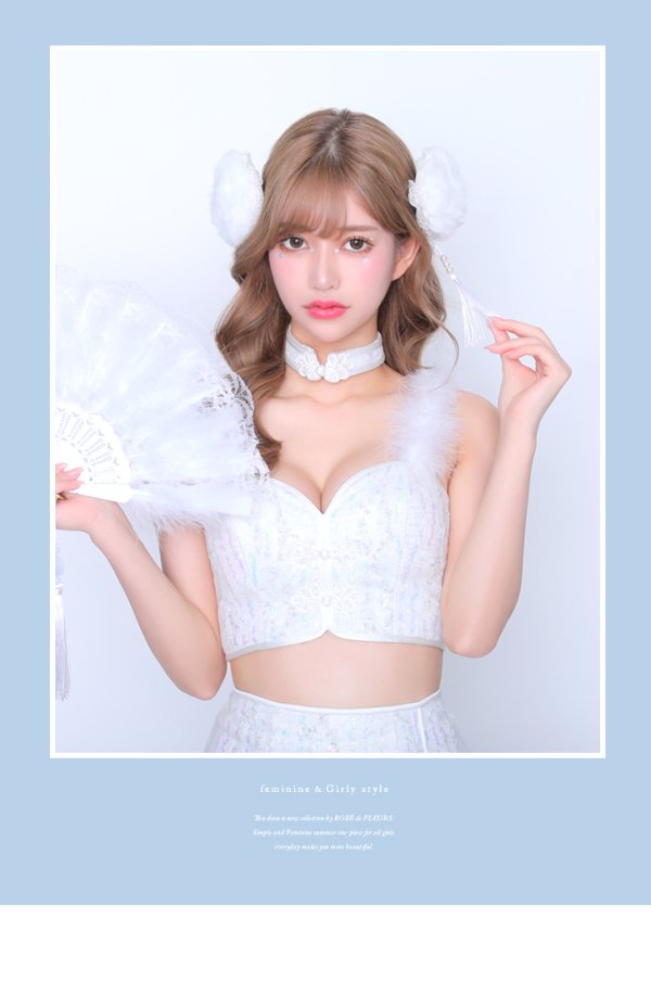 画像8: 【即日発送】XSサイズあり 【ANIER./アニエル】【ROBE de FLEURS/ローブドフルール】Emo chaina dress/ ファー/ ツーピース/ チャイナドレス/ コスプレ/ ミニドレス/ キャバドレス[ヘッドアクセ・チョーカー付き][YMT]