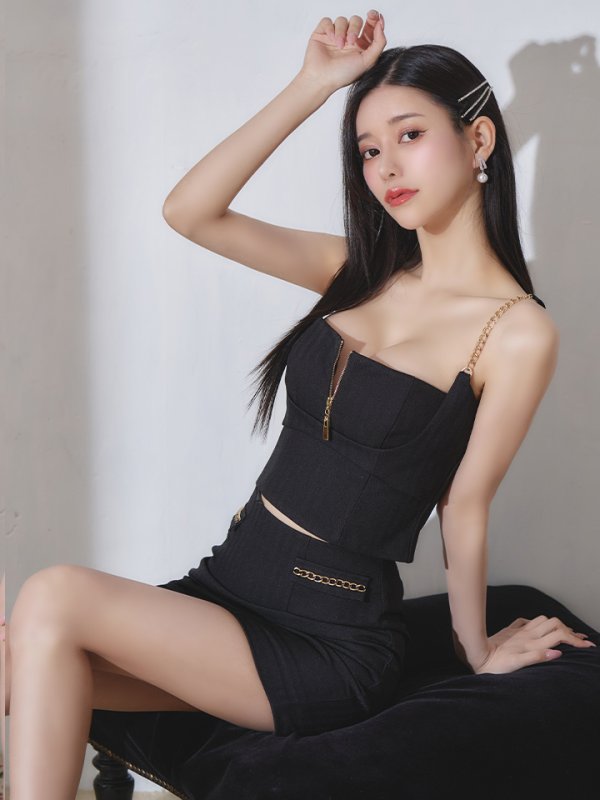 画像3: XSサイズあり【ANIER./アニエル】【ROBE de FLEURS/ローブドフルール】チェーン/ フェティッシュ/ セットアップ/ 2ピース/ キャミソール/ タイト/ ミニドレス/ キャバドレス[OF08]