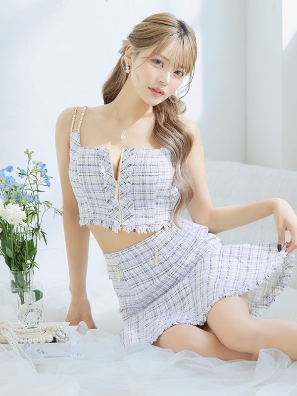 画像6: XSサイズあり【ANIER./アニエル】【ROBE de FLEURS/ローブドフルール】setup cami check tweed dress/ セットアップ/ キャミソール/ チェック/ ツイード/ ミニドレス/ キャバドレス[OF08]