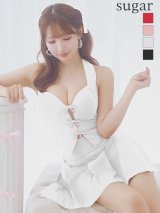 XSサイズあり【Anier ROBE./アニエルローブ】【ROBE de FLEURS/ローブドフルール】ファーチョーカー取り外し可能/ Ribbon suede flared setup mini Santa/ セットアップ/ ミニドレス/ キャバドレス[OF02]【一部予約商品/5月下旬発送予定】