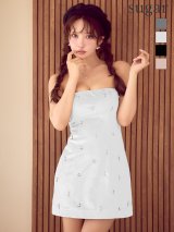 【予約商品/11月上旬発送予定】XSサイズあり【ANIER./アニエル】【ROBE de FLEURS/ローブドフルール】Simple bear bijou mini dress/ シンプル/ ベア/ ビジュー/ ミニドレス/ キャバドレス[OF08]