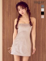 【予約商品/11月上旬発送予定】XSサイズあり【ANIER./アニエル】【ROBE de FLEURS/ローブドフルール】Simple bear bijou mini dress/ シンプル/ ベア/ ビジュー/ ミニドレス/ キャバドレス[OF08]