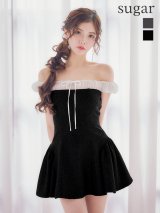 XSサイズあり【ANIER./アニエル】【ROBE de FLEURS/ローブドフルール】Glitter flannel off-the-shoulder mini dress/ グリッター/ フランネル/ オフショルダー/ ミニドレス/ キャバドレス[OF08]