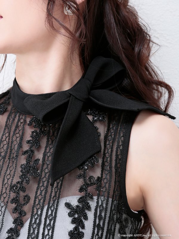 画像5: 【an/アン】リボンネック/フラワーレース/タイト/ミニドレス /キャバドレス[OF05]