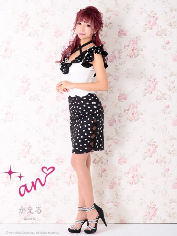 画像4: ANDY Fashion Press 04 掲載商品【an/アン】フリルデザイン/ ドット/ 水玉/ タイト/ セットアップ/ ミニドレス/ キャバドレス[OF05]