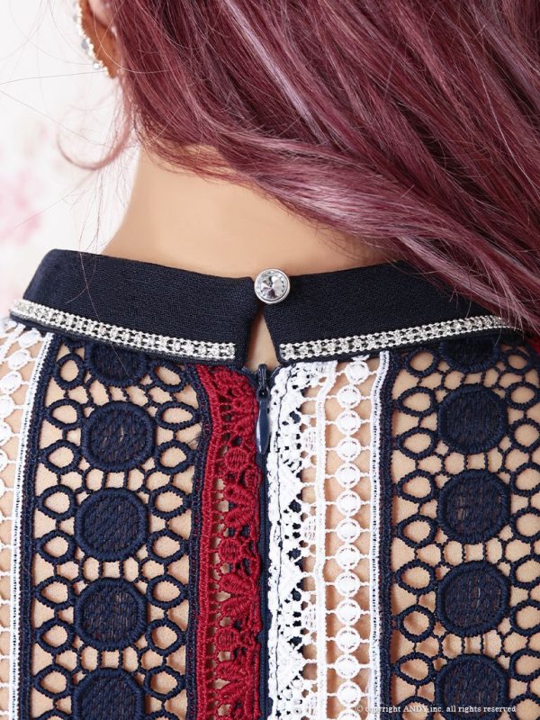 画像7: 【an/アン】トリコロール/ レースデザイン/ アシメスカート/ ミニドレス /キャバドレス[OF05]