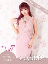 【決算SALE開催中！! 】【an/アン】フラワーレース/ クロスネック/ ノースリーブ/ タイト/ ミニドレス/ キャバドレス[FB03]