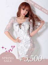 【決算SALE開催中！! 】【an /アン】フラワーレース/ バストスピンドル/ ロングスリーブ/ タイト/ ミニドレス/ キャバドレス[FB03]