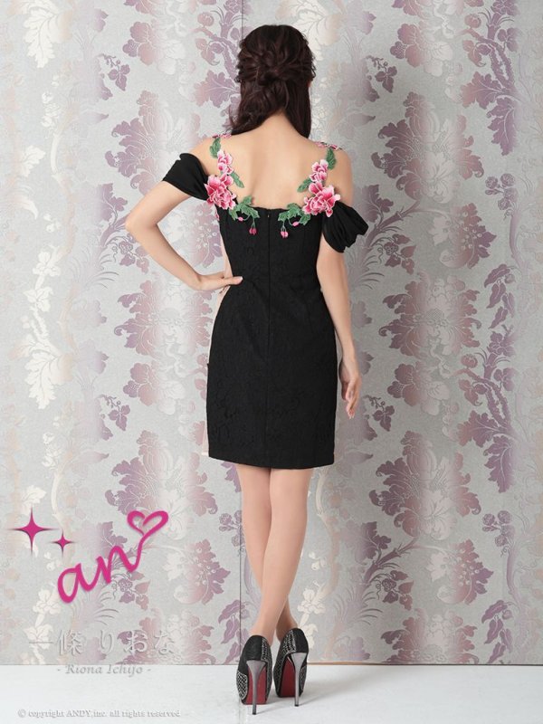 画像4: 【an/アン】フラワー刺繍/ オフショルダー/ シアー/ レース/ タイト/ ミニドレス/ キャバドレス[OF05]