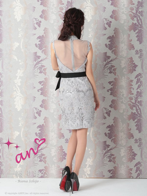 画像18: 【an /アン】レース/ ウエストリボン/ ハイネック/ ノースリーブ/ スリット/ タイト/ ミニドレス/ キャバドレス[OF05]