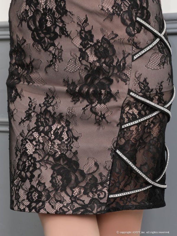 画像8: 【an/アン】 総レース/ フラワーレース/ アメスリ/ ホルター/ クロスデザイン/ バックネックリボン/ 編み上げ/ シアー/ タイト/ ミニドレス/ キャバドレス[OF05]