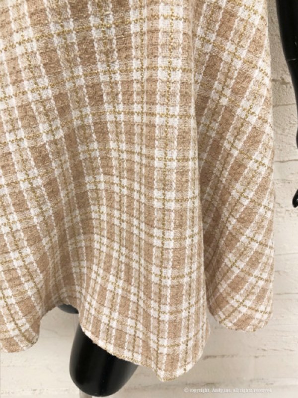 画像10: 【an/アン】ツイード/ 襟付き/ ジップ/ ラインデザイン/ ノースリーブ/ フレア/ ミニドレス/ キャバドレス[OF05]