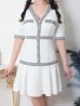 画像27: 【an/アン】ツイードライン/ Aライン/ フレア/ ボタンデザイン/半袖/ 袖あり/ ミニドレス/ キャバドレス[OF05]