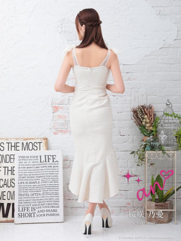 画像4: 【an /アン】マーメイド/ チュール/ ショルダーリボン/ テールカット/ ツイード/ キャバドレス[OF05]