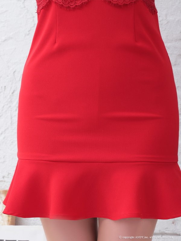 画像7: 【an /アン】マーメイド/ チュール/ ショルダーリボン/ レース切り替え/ フリル/ ランジェリーライク/ ミニドレス/ キャバドレス[OF05]