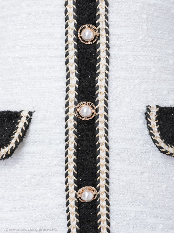 画像21: 【an/アン】ストレッチ/ ツイード / フロントボタン/ Vネック/ 半袖/ 袖あり/ タイト/ ミニドレス/ キャバドレス[OF05]