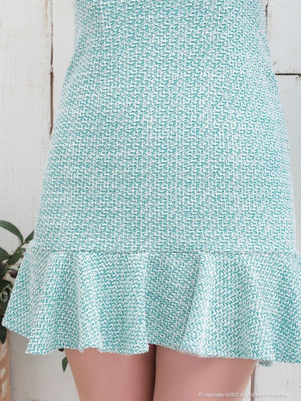 画像7: 【an /アン】ツイード/ ボタンデザイン/ 半袖/ 袖あり/ ハイウエスト/ 裾フリル/ ミニドレス/ キャバドレス[OF05]