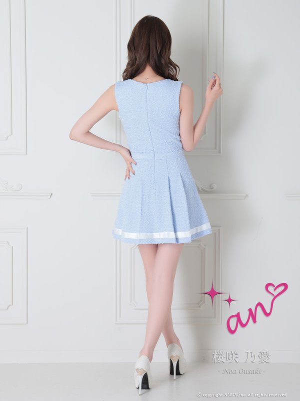 画像20: 【an/アン】ツイード/ ストレッチ/ プリーツ/ バイカラー/ ボタン/ フレア/ミニドレス/ キャバドレス[OF05]