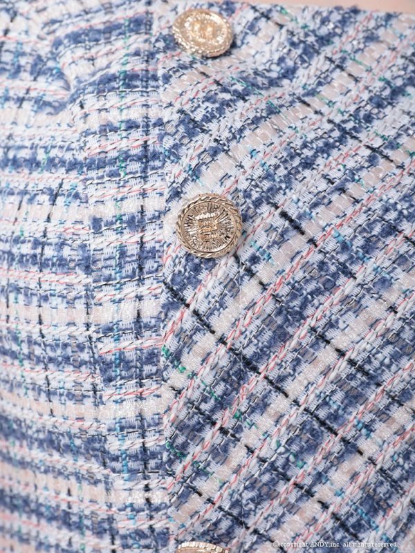 画像20: sugarオリジナルカラー☆XSサイズあり【an/アン】ミックスツイード/ ボタンデザイン/ 半袖/ 袖あり/ セットアップ/ プリーツ/ ミニドレス/ キャバドレス[OF05]