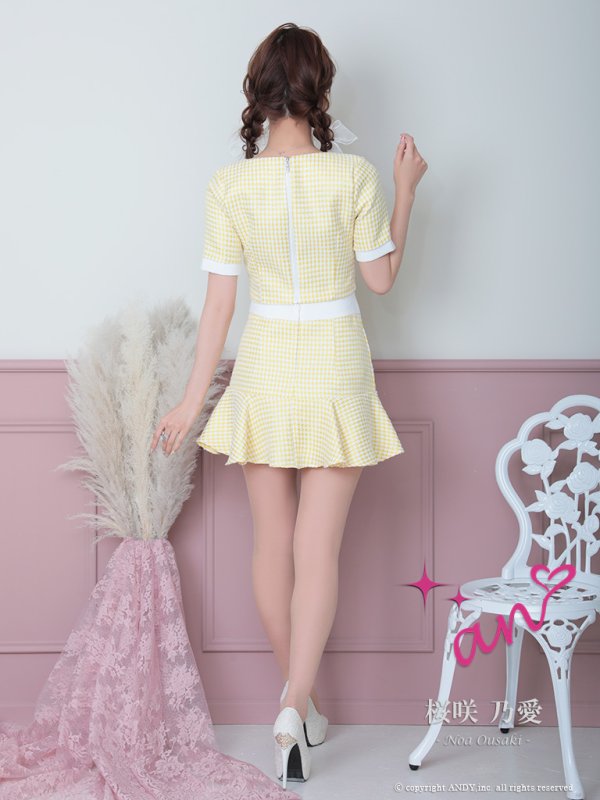 画像23: 人気商品再入荷♪【an/アン】千鳥柄/ ツイード/ セットアップ/ ボタン/ 半袖/ 袖あり/ 裾フリル/ ミニドレス/ キャバドレス[OF05]