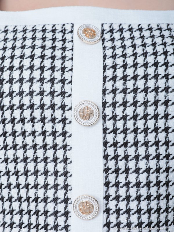 画像17: 人気商品再入荷♪【an/アン】千鳥柄/ ツイード/ セットアップ/ ボタン/ 半袖/ 袖あり/ 裾フリル/ ミニドレス/ キャバドレス[OF05]