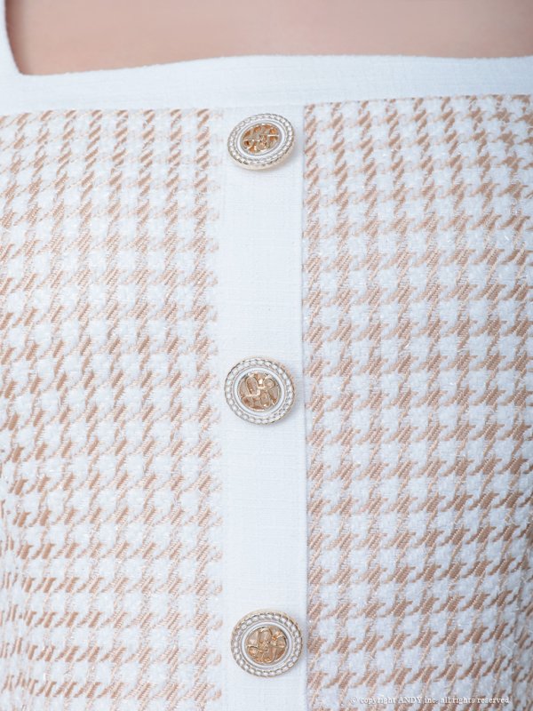 画像21: 【an/アン】千鳥柄/ ツイード/ セットアップ/ ボタン/ 半袖/ 袖あり/ 裾フリル/ ミニドレス/ キャバドレス[OF05]