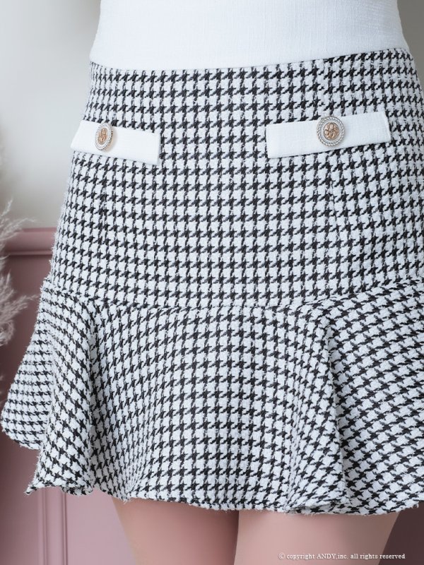 画像18: 人気商品再入荷♪【an/アン】千鳥柄/ ツイード/ セットアップ/ ボタン/ 半袖/ 袖あり/ 裾フリル/ ミニドレス/ キャバドレス[OF05]