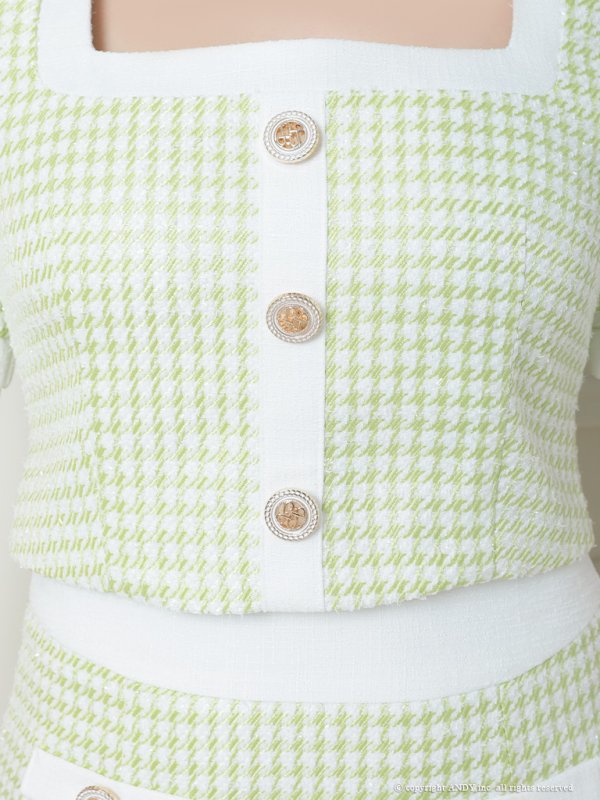 画像32: 人気商品再入荷♪【an/アン】千鳥柄/ ツイード/ セットアップ/ ボタン/ 半袖/ 袖あり/ 裾フリル/ ミニドレス/ キャバドレス[OF05]