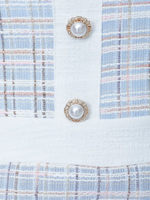 画像6: XSサイズあり【an ANDY Fashion Press 13 COLLECTION 03】チェック柄/ ツイード/ フロントボタン/ 半袖/ 袖あり/ タイト/ 裾フリル/ ミニドレス/ キャバドレス[OF05]