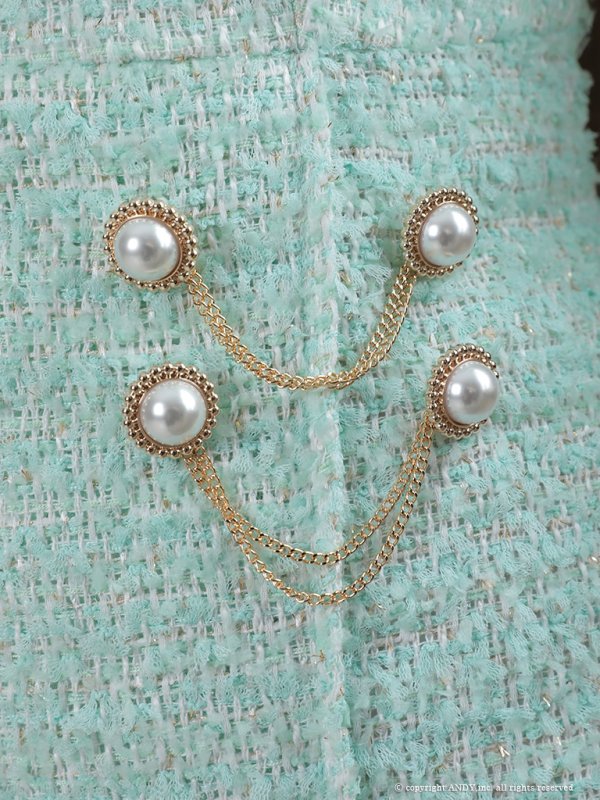 画像12: 【an/アン】ツイード/ ワンカラー/ 襟付き/ 半袖/ パール/ フレア/ ワンピース/ ミニドレス/ キャバドレス[OF05]