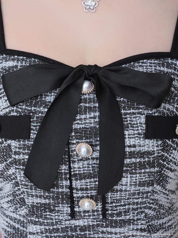 画像15: 【an/アン】ストレッチ/ ツイード / リボン/ パイピング/ ノースリーブ/ マーメイド/ ミニドレス/ キャバドレス[OF05]