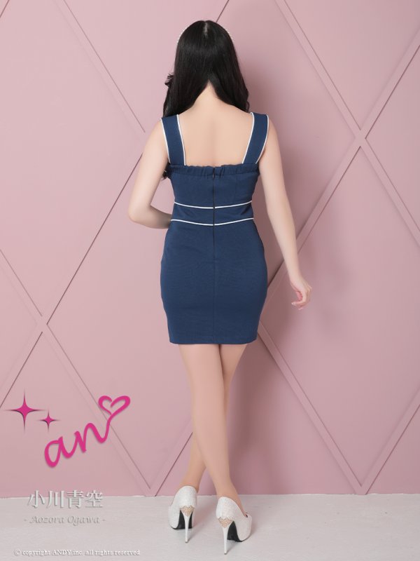 画像18: 【an/アン】バイカラー/ ビスチェ/ スクエアネック/ ウエストマーク/ パイピング/ ダブルボタン/ タイト/ ミニドレス/ キャバドレス[OF05]