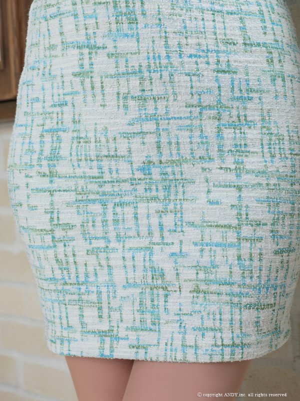 画像7: 【an/アン】ストレッチ/ ツイード/ ノースリーブ/ スクエアネック/ フロントジップ/ タイト/ ミニドレス/ キャバドレス[OF05]