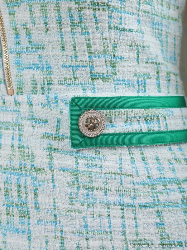 画像6: 【an/アン】ストレッチ/ ツイード/ ノースリーブ/ スクエアネック/ フロントジップ/ タイト/ ミニドレス/ キャバドレス[OF05]