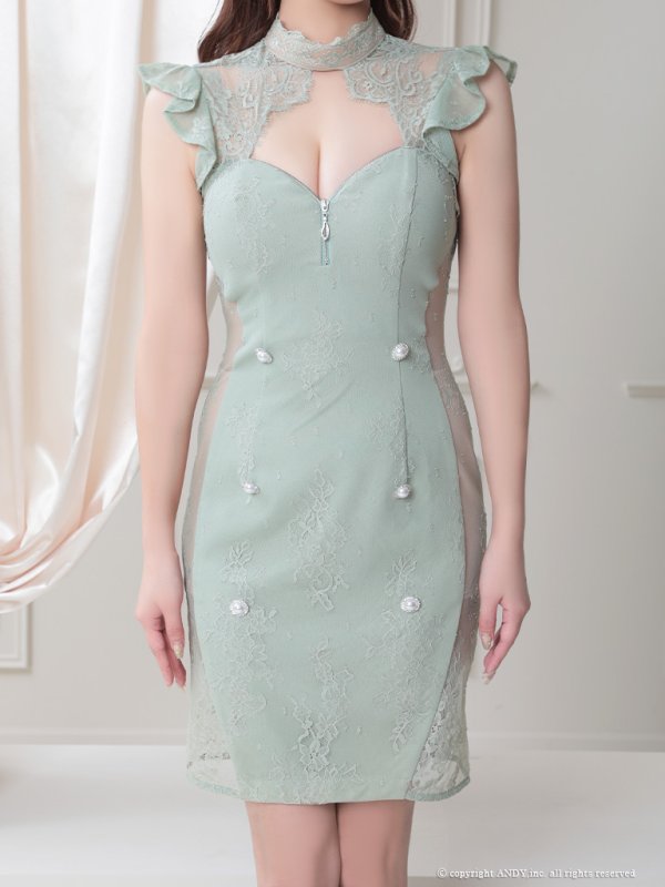 画像13: 【an/アン】総レース/ フロントジップ/ ノースリーブ/ サイドシアー/ ワンカラー/ タイト/ ミニドレス/ キャバドレス[OF05]